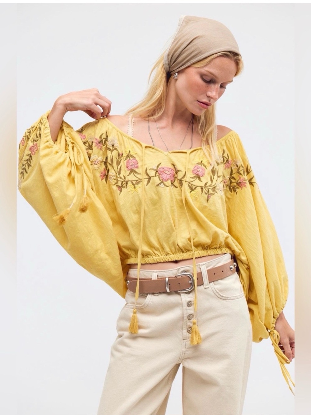 Free People Plumeria Embroidered Top in Yellow